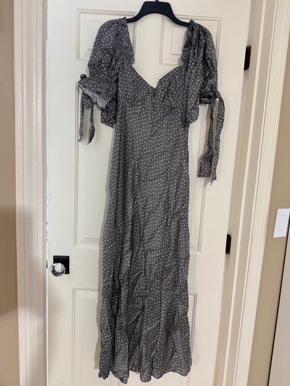 Selkie Earl Gray Poet Slip Dress Puff-Sleeve Maxi Dress